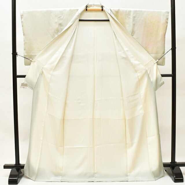 Vintage Japanese Kimono | Tsukesage | Gray Silk | Vessel Pattern | Fukuda Kishiro Living National Treasure | Size M | Sustainable | ss0672b