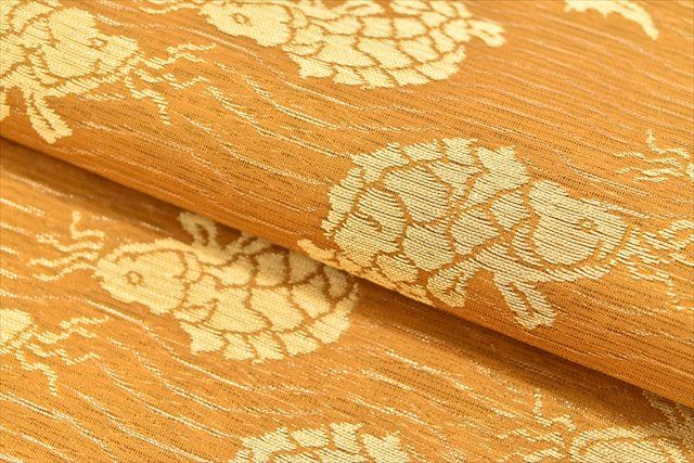 Vintage Japanese Obi | Summer Fukuro Obi | Brown Silk Ro | Araisoﾓ Rough Coast Pattern | Six-width | Gold Thread | Sustainable | ss0702b