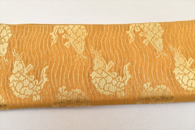 Vintage Japanese Obi | Summer Fukuro Obi | Brown Silk Ro | Araisoﾓ Rough Coast Pattern | Six-width | Gold Thread | Sustainable | ss0702b