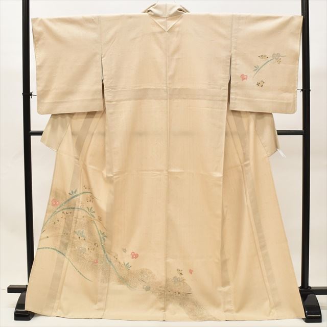 Vintage Japanese Kimono | Yuki Tsumugi | Brown Silk | Stream Botanical | Shibori | Unlined | UNESCO Heritage | Sustainable | ss0709b