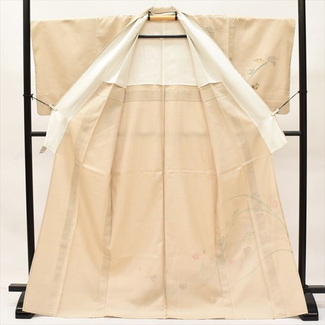 Vintage Japanese Kimono | Yuki Tsumugi | Brown Silk | Stream Botanical | Shibori | Unlined | UNESCO Heritage | Sustainable | ss0709b