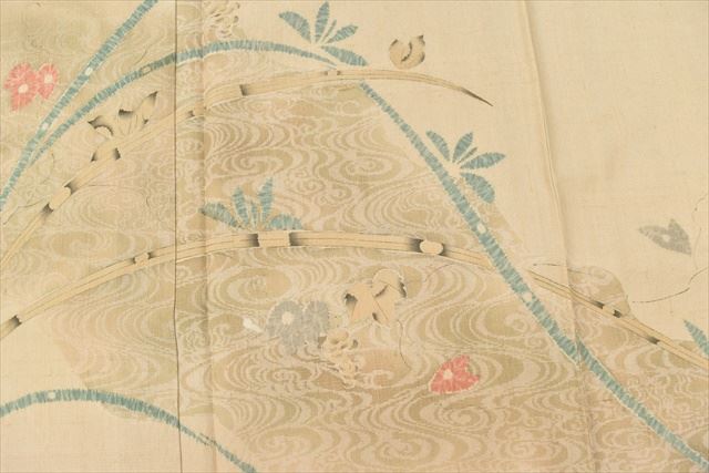 Vintage Japanese Kimono | Yuki Tsumugi | Brown Silk | Stream Botanical | Shibori | Unlined | UNESCO Heritage | Sustainable | ss0709b