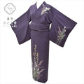 Vintage Japanese Kimono | Houmongi | Purple Silk | Floral | Kaga Yuzen | Artist Signed | Unused | Size L | Sustainable | ss0748b