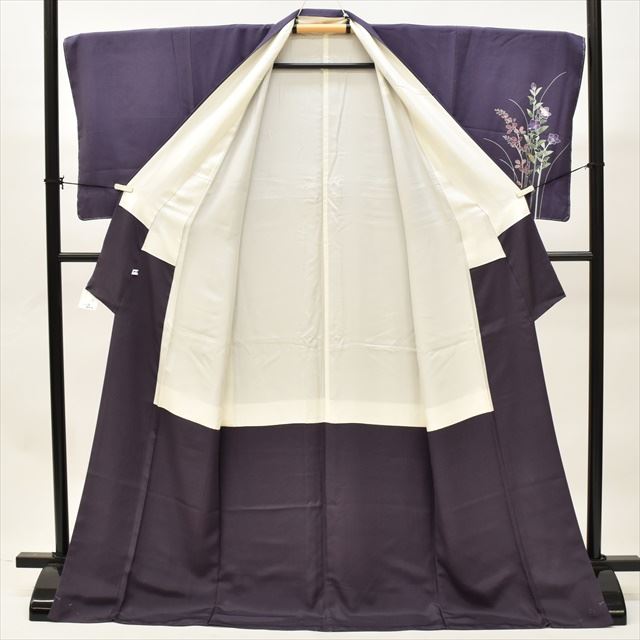 Vintage Japanese Kimono | Houmongi | Purple Silk | Floral | Kaga Yuzen | Artist Signed | Unused | Size L | Sustainable | ss0748b