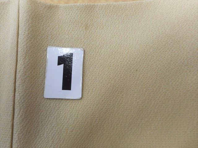 Vintage Japanese Kimono | Houmongi | Beige Silk | Heian Landscape | One Crest | Suzhou Embroidery | Size L | Sustainable | ss0756b