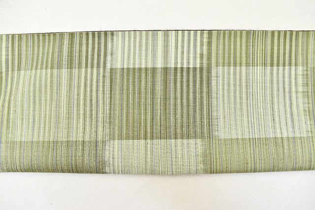 Vintage Japanese Obi | Sha-re Fukuro Obi | Green Silk | Lattice Pattern | Reversible | Excellent | Sustainable | ss0763b