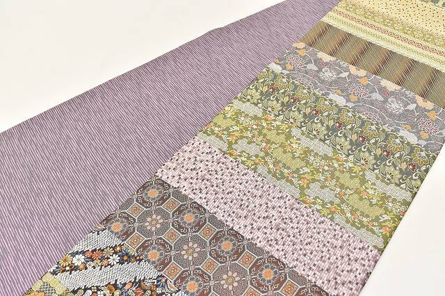 Vintage Japanese Obi | Sha-re Fukuro Obi | Purple Green Silk | Botanical | Yose-gara | Gold Thread | Unused | Sustainable | ss0771b