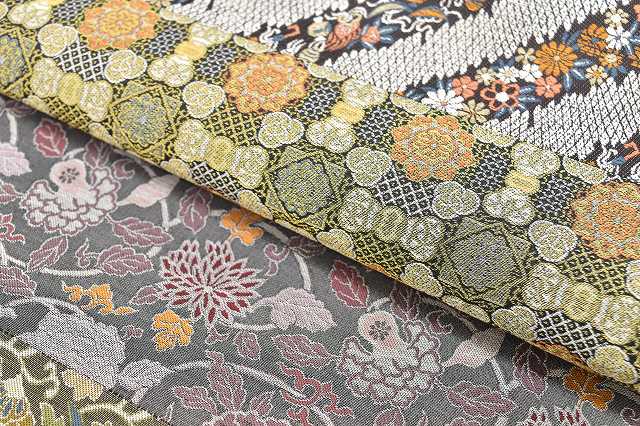 Vintage Japanese Obi | Sha-re Fukuro Obi | Purple Green Silk | Botanical | Yose-gara | Gold Thread | Unused | Sustainable | ss0771b