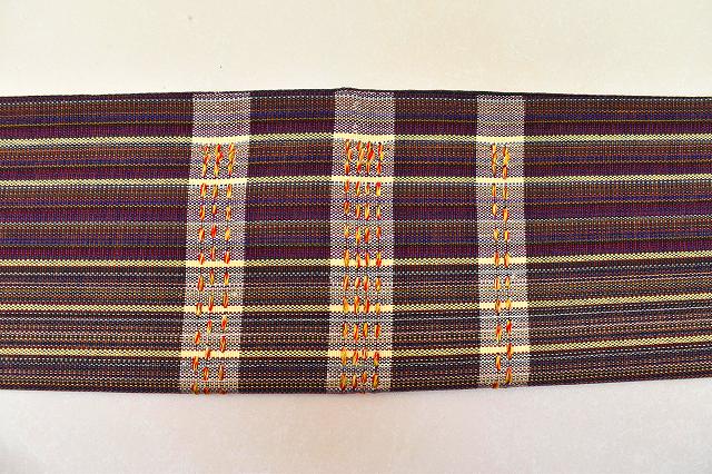 Vintage Japanese Obi | Sha-re Fukuro Obi | Purple Silk | Stripe Pattern | Casual | Sustainable | ss0793b