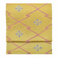 Vintage Japanese Obi | Fukuro Obi | Green Silk | Matsukawa-bishi Diamond Pattern | Kara-ori | Gold Thread | Formal | Sustainable | ss0794b