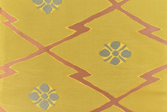 Vintage Japanese Obi | Fukuro Obi | Green Silk | Matsukawa-bishi Diamond Pattern | Kara-ori | Gold Thread | Formal | Sustainable | ss0794b