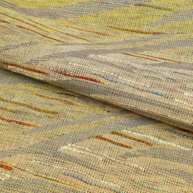 Vintage Japanese Obi | Sha-re Fukuro Obi | Gray Silk | Mountain Pattern | Hand-woven Kushi-ori | Unused | Sustainable | ss0820a27