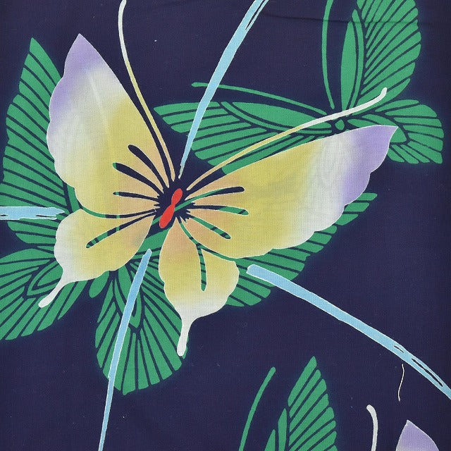Vintage Japanese Yukata | Women's Yukata | Navy Cotton | Butterfly Pattern | Size M | Sustainable | ss0859b