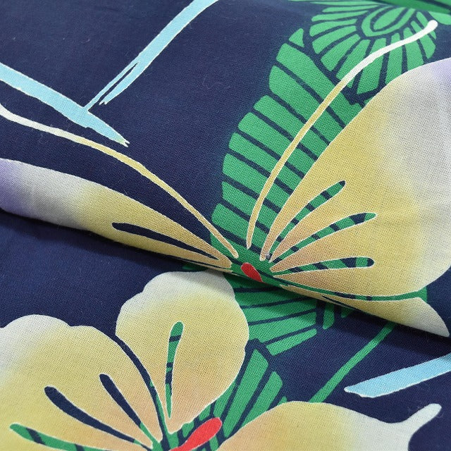 Vintage Japanese Yukata | Women's Yukata | Navy Cotton | Butterfly Pattern | Size M | Sustainable | ss0859b
