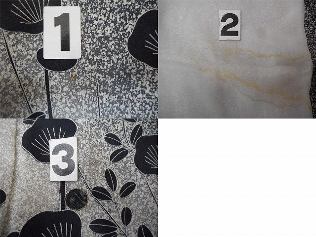 Vintage Japanese Kimono | Houmongi | Black Silk | Autumn Grasses | Raden Lacquer Tataki-zome | Size L | Sustainable | ss0872b