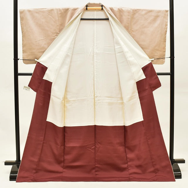 Vintage Japanese Kimono | Tokamachi Tsumugi | Brown Silk | Chrysanthemum Seigaiha Wave | Size L | Sustainable | ss0889b