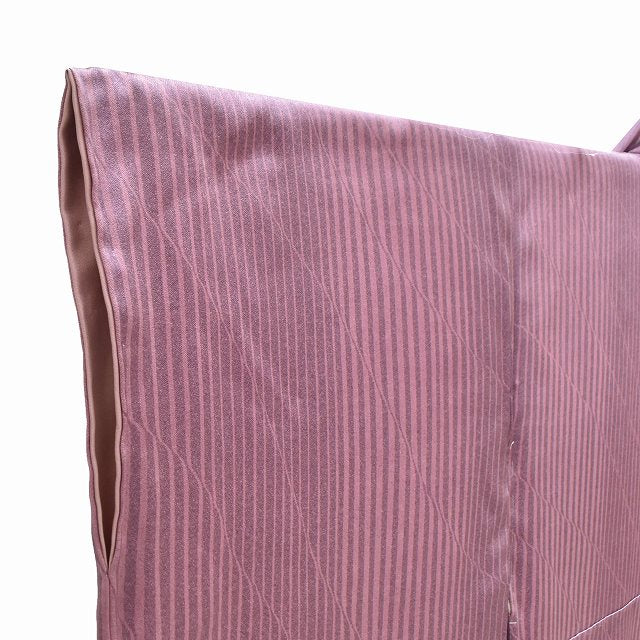 Vintage Japanese Kimono | Komon | Purple Silk | Stripe Pattern | Size L | Sustainable | ss0890b