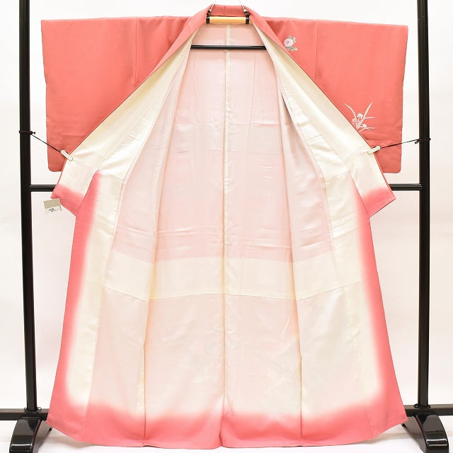 Vintage Japanese Kimono | Houmongi | Pink Silk | Four-season Floral | Kaga Yuzen | Petite Size S | Sustainable | ss0893b
