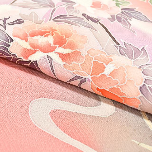 Vintage Japanese Kimono | Houmongi | Pink Silk | Four-season Floral | Kaga Yuzen | Petite Size S | Sustainable | ss0893b