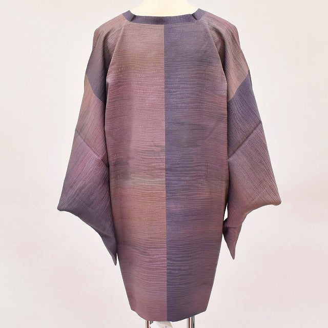 Vintage Japanese Kimono | Michiyuki Coat | Purple Silk | Yokke Stripe | Iwaasa Kouten Artist | Long | Sustainable | ss0936b