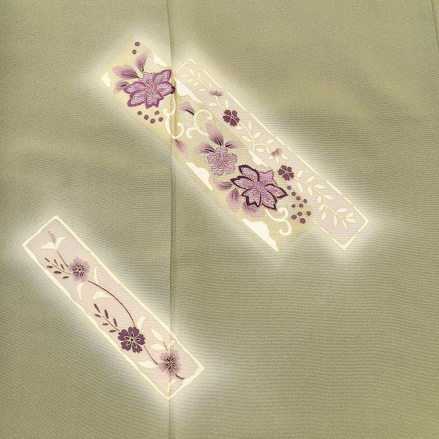 Vintage Japanese Kimono | Tsukesage | Green Silk | Color Paper Pattern | Gold Embroidery | Size M | Sustainable | ss0957b