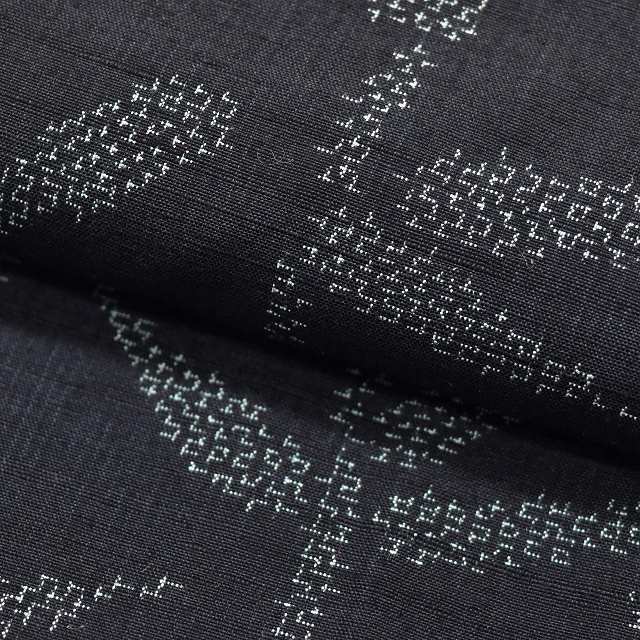 Vintage Japanese Kimono | Yuki Tsumugi | Navy Silk | Botanical Pattern | UNESCO Heritage | Size M | Sustainable | ss0977b