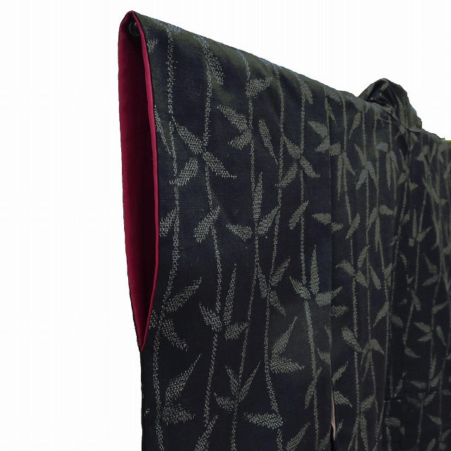 Vintage Japanese Kimono | Yuki Tsumugi | Navy Silk | Botanical Pattern | UNESCO Heritage | Size M | Sustainable | ss0977b