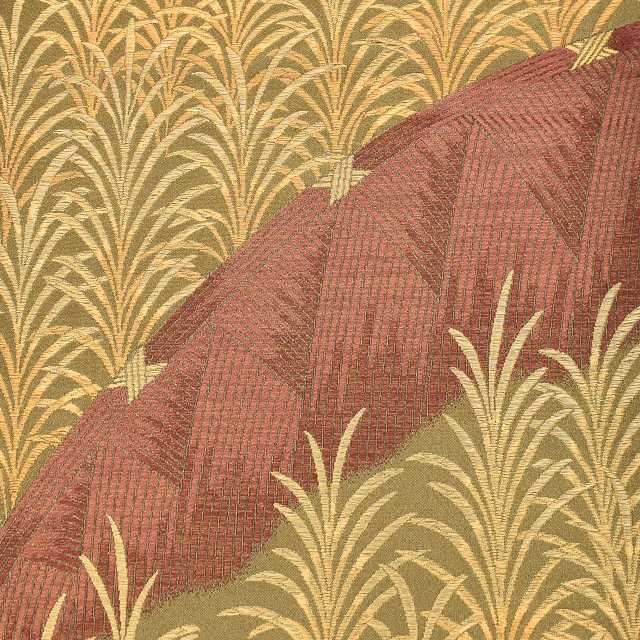 Vintage Japanese Obi | Fukuro Obi | Brown Gold Silk | Botanical | Hanai Yukiko Designer | Gold Thread | Formal | Sustainable | ss0984b