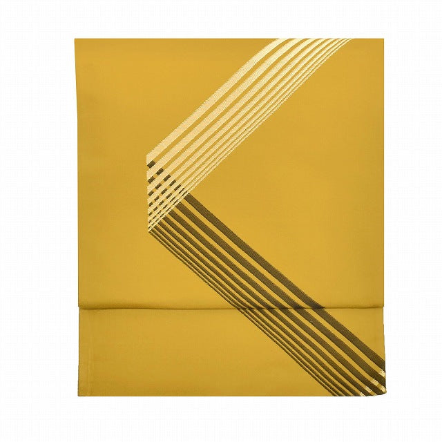 Vintage Japanese Obi | Sha-re Fukuro Obi | Brown Silk | Geometric | Gold Thread | Casual | Sustainable | ss0990b