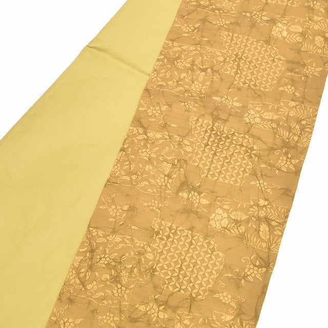 Vintage Japanese Obi | Sha-re Fukuro Obi | Brown Silk Fukure-ori | Color Paper Arabesque Pattern | Casual | Sustainable | ss0991b
