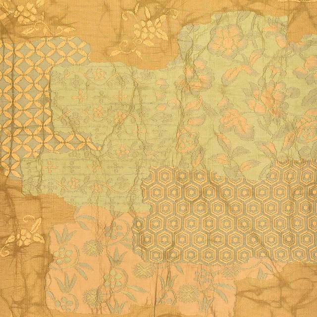 Vintage Japanese Obi | Sha-re Fukuro Obi | Brown Silk Fukure-ori | Color Paper Arabesque Pattern | Casual | Sustainable | ss0991b