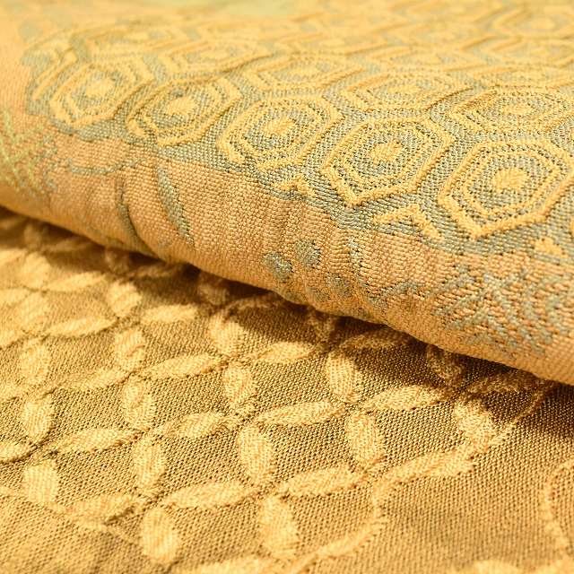 Vintage Japanese Obi | Sha-re Fukuro Obi | Brown Silk Fukure-ori | Color Paper Arabesque Pattern | Casual | Sustainable | ss0991b