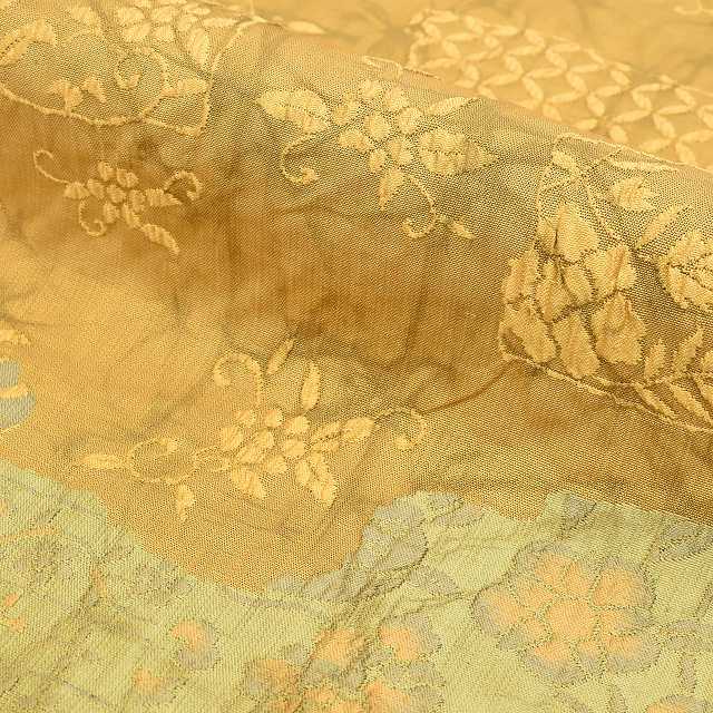 Vintage Japanese Obi | Sha-re Fukuro Obi | Brown Silk Fukure-ori | Color Paper Arabesque Pattern | Casual | Sustainable | ss0991b