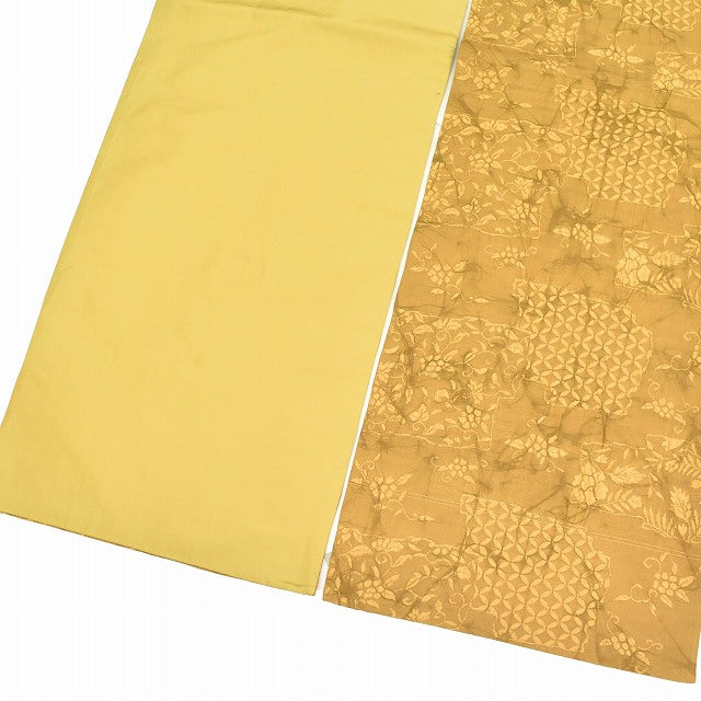 Vintage Japanese Obi | Sha-re Fukuro Obi | Brown Silk Fukure-ori | Color Paper Arabesque Pattern | Casual | Sustainable | ss0991b