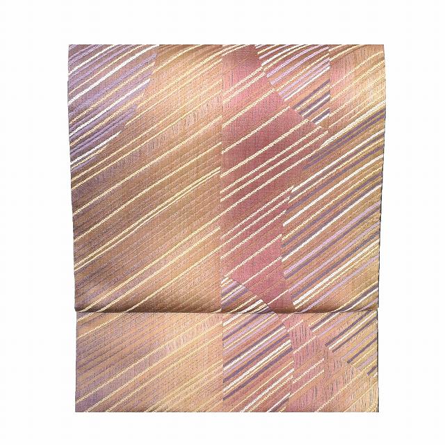 Vintage Japanese Obi | Sha-re Fukuro Obi | Purple Silk | Diagonal Stripe | Banana Fiber Bamboo Paper Mixed | Sustainable | ss1006b
