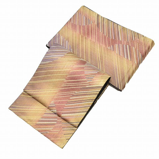 Vintage Japanese Obi | Sha-re Fukuro Obi | Purple Silk | Diagonal Stripe | Banana Fiber Bamboo Paper Mixed | Sustainable | ss1006b