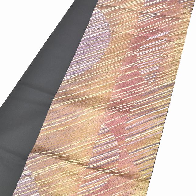 Vintage Japanese Obi | Sha-re Fukuro Obi | Purple Silk | Diagonal Stripe | Banana Fiber Bamboo Paper Mixed | Sustainable | ss1006b