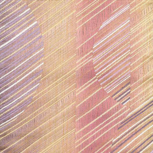 Vintage Japanese Obi | Sha-re Fukuro Obi | Purple Silk | Diagonal Stripe | Banana Fiber Bamboo Paper Mixed | Sustainable | ss1006b