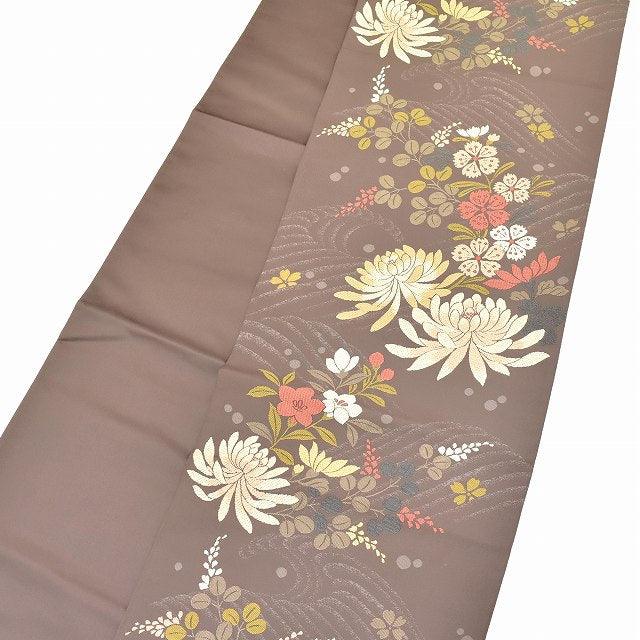 Vintage Japanese Obi | Sha-re Fukuro Obi | Purple Silk | Four-season Floral | Excellent | Sustainable | ss1007b