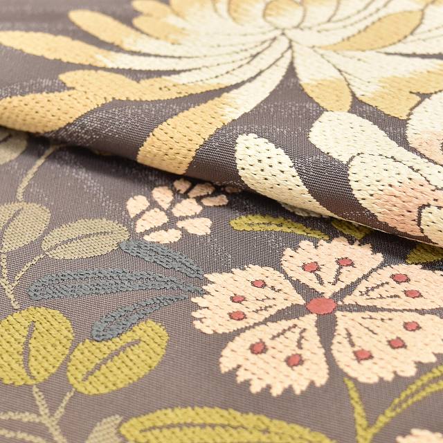 Vintage Japanese Obi | Sha-re Fukuro Obi | Purple Silk | Four-season Floral | Excellent | Sustainable | ss1007b