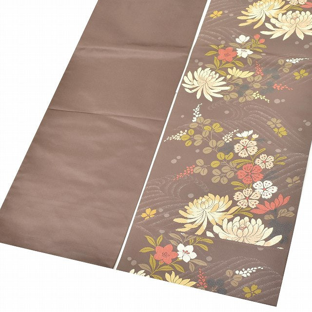 Vintage Japanese Obi | Sha-re Fukuro Obi | Purple Silk | Four-season Floral | Excellent | Sustainable | ss1007b