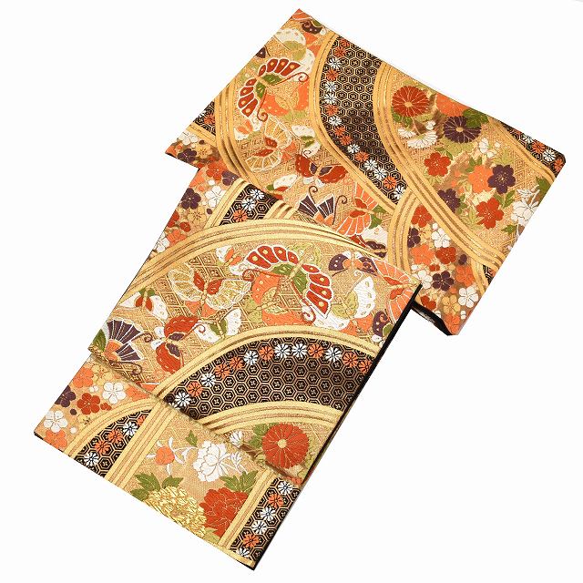 Vintage Japanese Obi | Fukuro Obi | Black Silk | Butterfly Floral | Kawai Art Textile Nishijin Kara-ori | Formal | Sustainable | ss1025b
