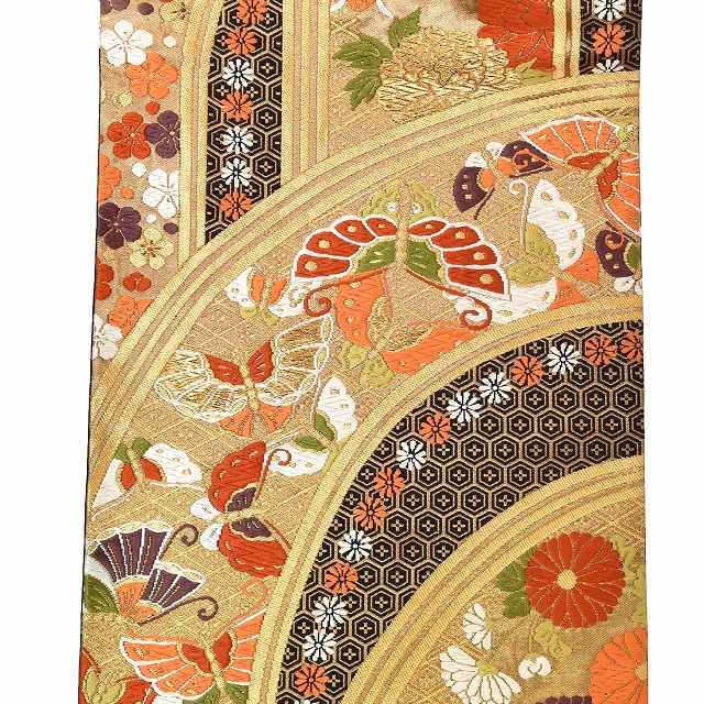 Vintage Japanese Obi | Fukuro Obi | Black Silk | Butterfly Floral | Kawai Art Textile Nishijin Kara-ori | Formal | Sustainable | ss1025b