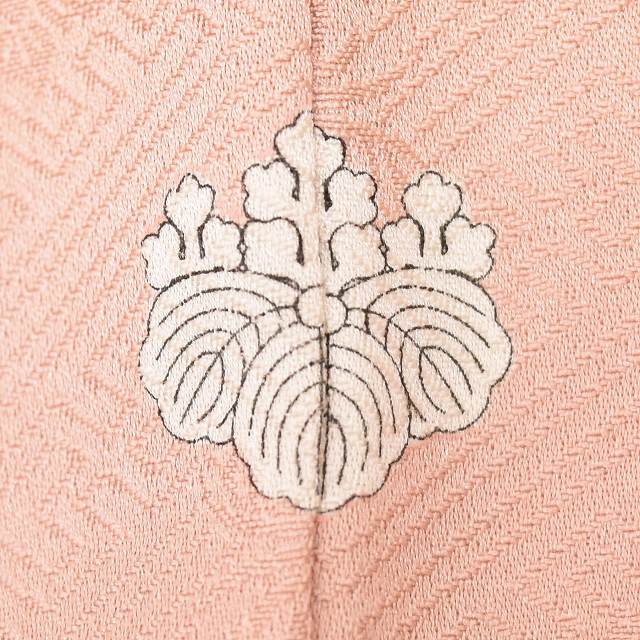 Vintage Japanese Kimono | Houmongi | Pink Silk | Cloud-take Botanical | One Crest | Shibori Embroidery | Size L | Sustainable | ss1035b
