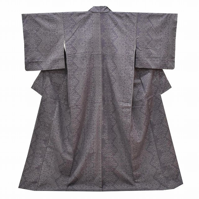 Vintage Japanese Kimono | Yuki Tsumugi | Purple Silk | Floral Pattern | UNESCO Heritage | Size L | Sustainable | ss1039b