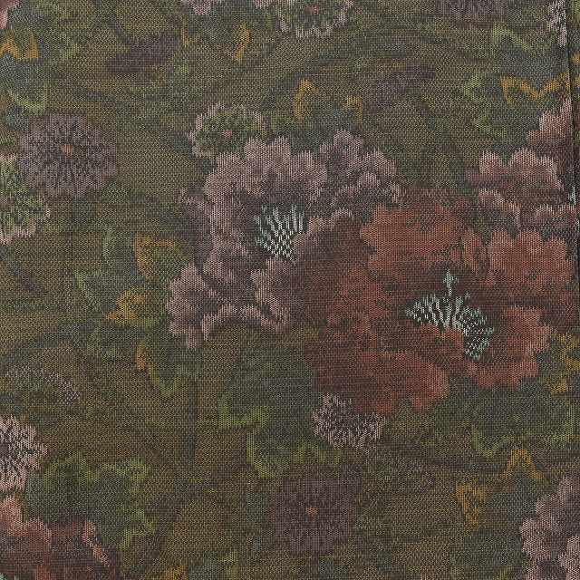 Vintage Japanese Kimono | Oshima Tsumugi | Green Silk | Floral | Tate-fusa Weave | Excellent | Size M | Sustainable | ss1043b