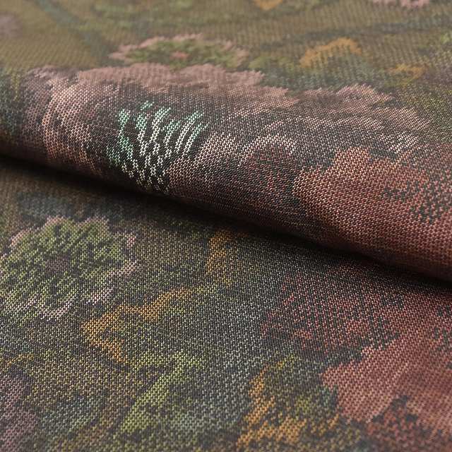 Vintage Japanese Kimono | Oshima Tsumugi | Green Silk | Floral | Tate-fusa Weave | Excellent | Size M | Sustainable | ss1043b