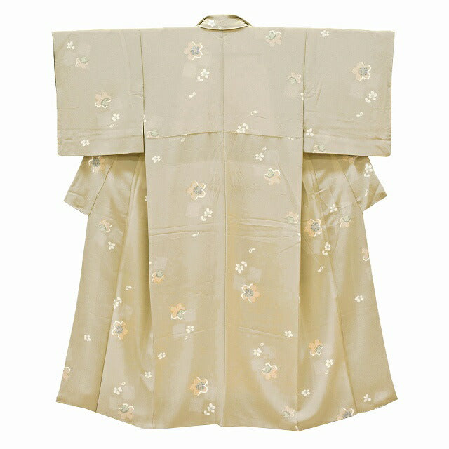 Vintage Japanese Kimono | Komon | Green Silk Crepe | Cherry Blossom Pattern | Petite Size S | Sustainable | ss1048b