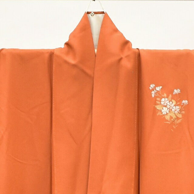 Vintage Japanese Kimono | Houmongi | Brown Silk | Botanical Floral | Gold Foil | Size L | Sustainable | ss1060b