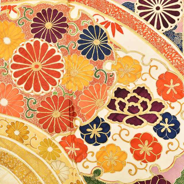 Vintage Japanese Kimono | Furisode & Nagajuban Set | Yellow Silk | Snow Circle Chrysanthemum | Gold Embroidery | Sustainable | ss1075b